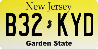NJ license plate B32KYD