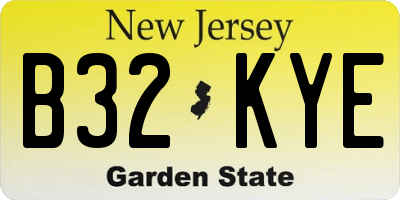 NJ license plate B32KYE