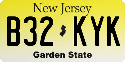 NJ license plate B32KYK