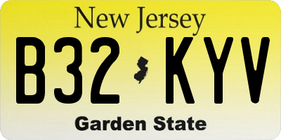 NJ license plate B32KYV