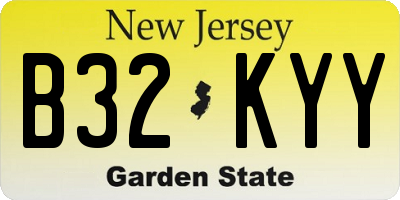 NJ license plate B32KYY