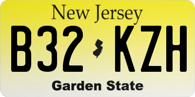 NJ license plate B32KZH