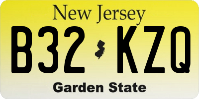 NJ license plate B32KZQ