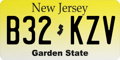NJ license plate B32KZV