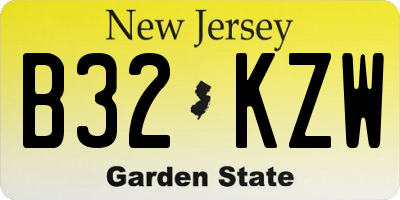 NJ license plate B32KZW