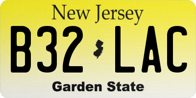 NJ license plate B32LAC
