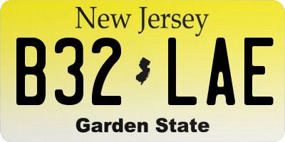 NJ license plate B32LAE