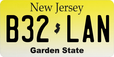 NJ license plate B32LAN