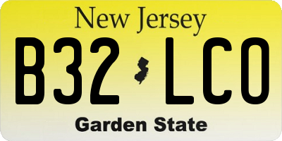 NJ license plate B32LCO