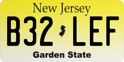 NJ license plate B32LEF