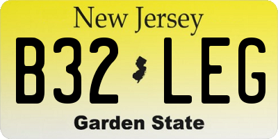 NJ license plate B32LEG