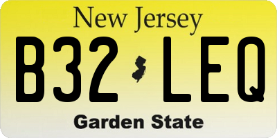 NJ license plate B32LEQ