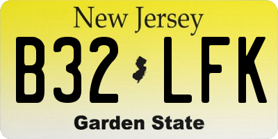 NJ license plate B32LFK