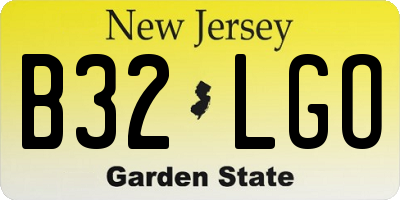 NJ license plate B32LGO
