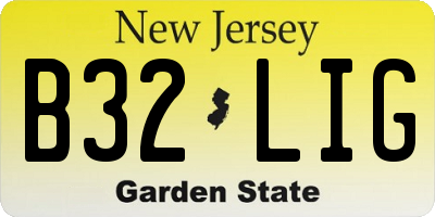 NJ license plate B32LIG
