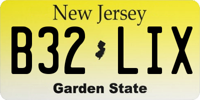 NJ license plate B32LIX