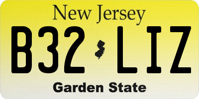 NJ license plate B32LIZ