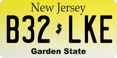 NJ license plate B32LKE
