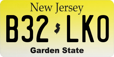 NJ license plate B32LKO