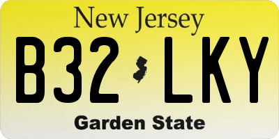 NJ license plate B32LKY