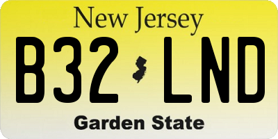 NJ license plate B32LND