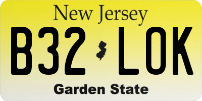 NJ license plate B32LOK