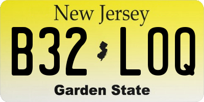 NJ license plate B32LOQ