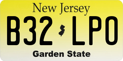 NJ license plate B32LPO