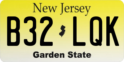 NJ license plate B32LQK