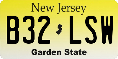 NJ license plate B32LSW