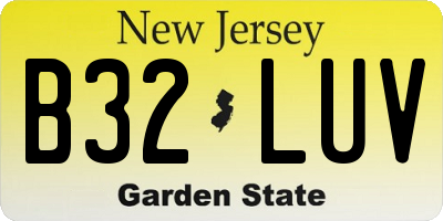 NJ license plate B32LUV