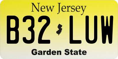 NJ license plate B32LUW