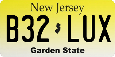 NJ license plate B32LUX