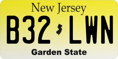 NJ license plate B32LWN