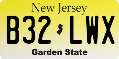 NJ license plate B32LWX