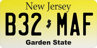 NJ license plate B32MAF