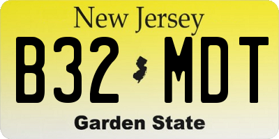 NJ license plate B32MDT