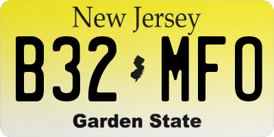 NJ license plate B32MFO