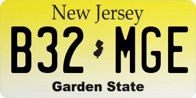 NJ license plate B32MGE