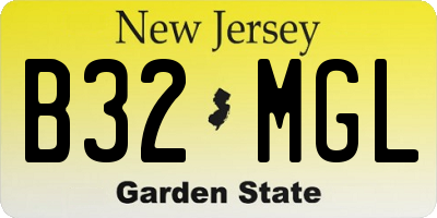 NJ license plate B32MGL
