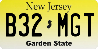 NJ license plate B32MGT