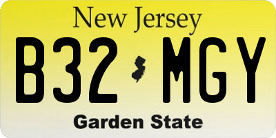 NJ license plate B32MGY