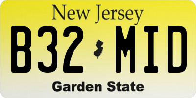 NJ license plate B32MID