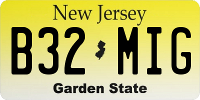 NJ license plate B32MIG
