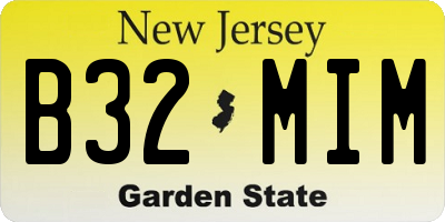 NJ license plate B32MIM