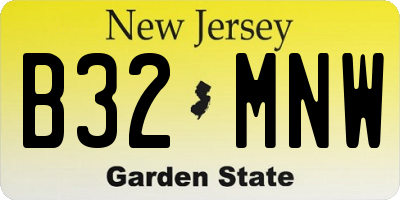 NJ license plate B32MNW