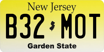 NJ license plate B32MOT
