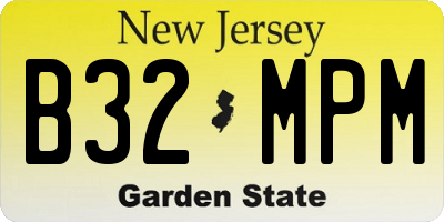 NJ license plate B32MPM