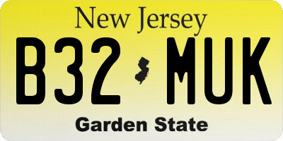NJ license plate B32MUK