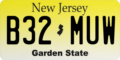NJ license plate B32MUW